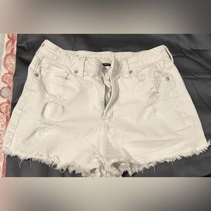 American Eagle Outfitters High Rise Mom Shorts Women's White Distressed Sz 4